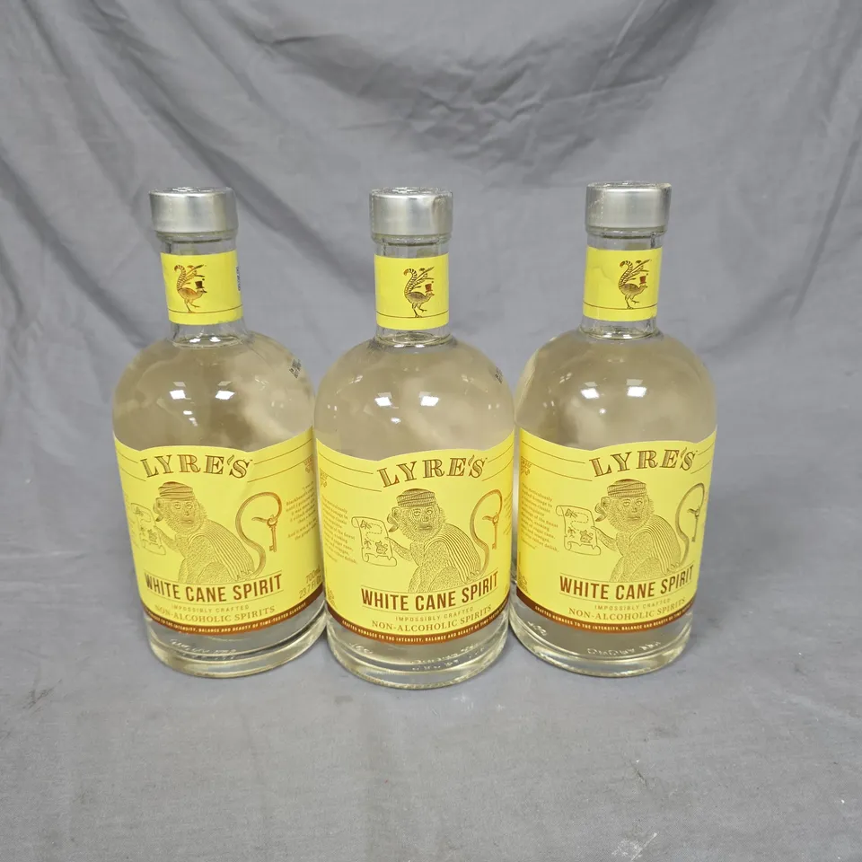 LOT OF 3 LYRES 70CL WHITE CANE NON-ALCHOLIC SPIRITS