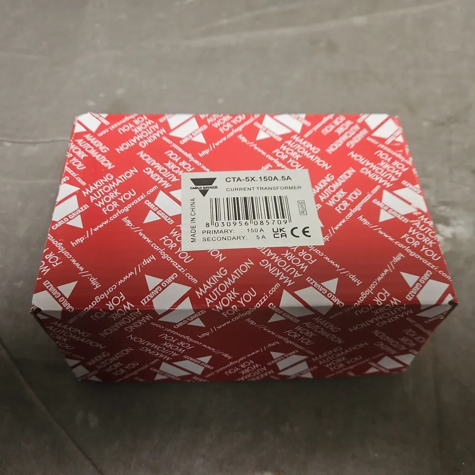 CARLO GAVAZZI CURRENT TRANSFORMER CTA-5X.150A.5A – 150A PRIMARY, 5A SECONDARY, BOXED
