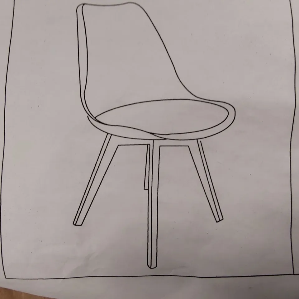 BOXED SET OF 2 DESIGNER DINING CHAIRS WITH PADDED SEAT AND WOODEN LEGS - BLUE ( BOX)