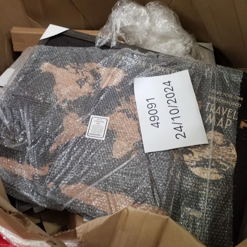 PALLET OF ASSORTED PRODUCTS INCLUDING AIR COOLER, COFFEE MACHINE, LED FAN LIGHT, FOOD PROCESSOR, WORLD TRAVEL MAP 