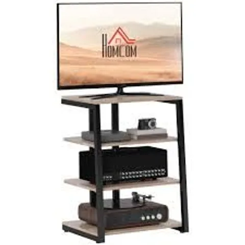 BOXED HOMCOM HIFI STAND, WITH FOUR STORAGE SHELVES - GREY