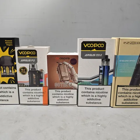 BOX OF APPROXIMATELY 15 ASSORTED E-CIGARETTES PRODUCTS TO INCLUDE - INNOKIN, VOOPOO , ASPIRE ETC