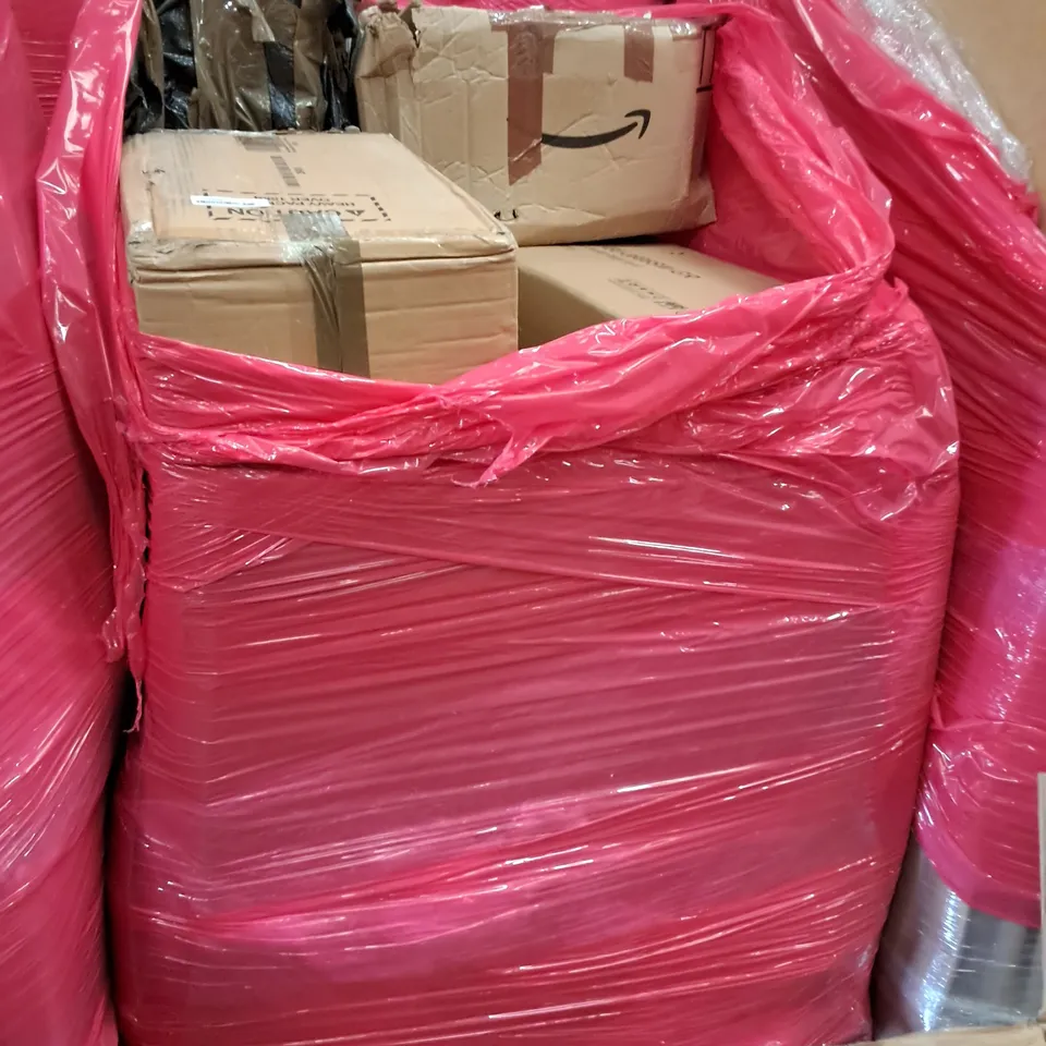 PALLET OF ASSORTED HOUSEHOLD ITEMS TO INCLUDE BOXED OFFICE CHAIR AND 3X6M PARTY TENT