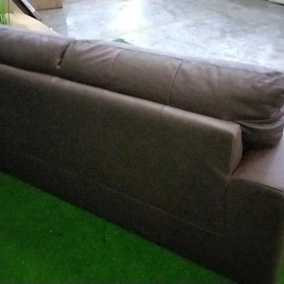 DESIGNER BROWN LEATHER THREE SEATER SOFA