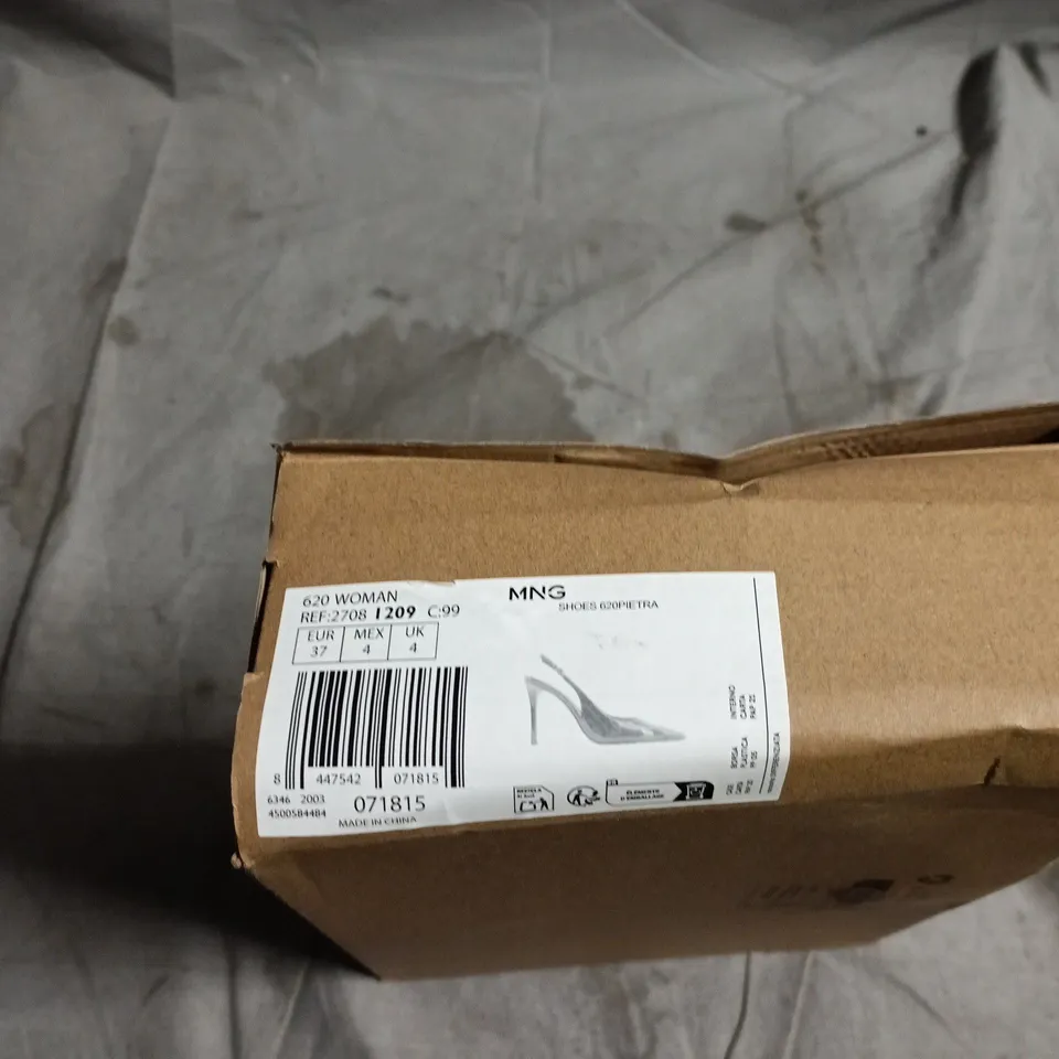 MNG MANGO WOMEN'S BLACK PATENT SLINGBACK HIGH HEELS, UK 4 (EU 37)