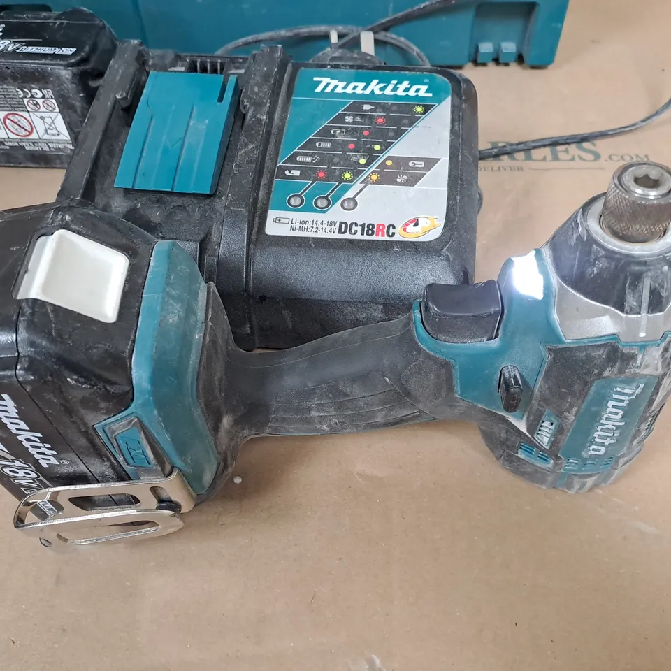 MAKITA DTD152 DRILL WITH CHARGER, TWO BATTERIES AND CASE