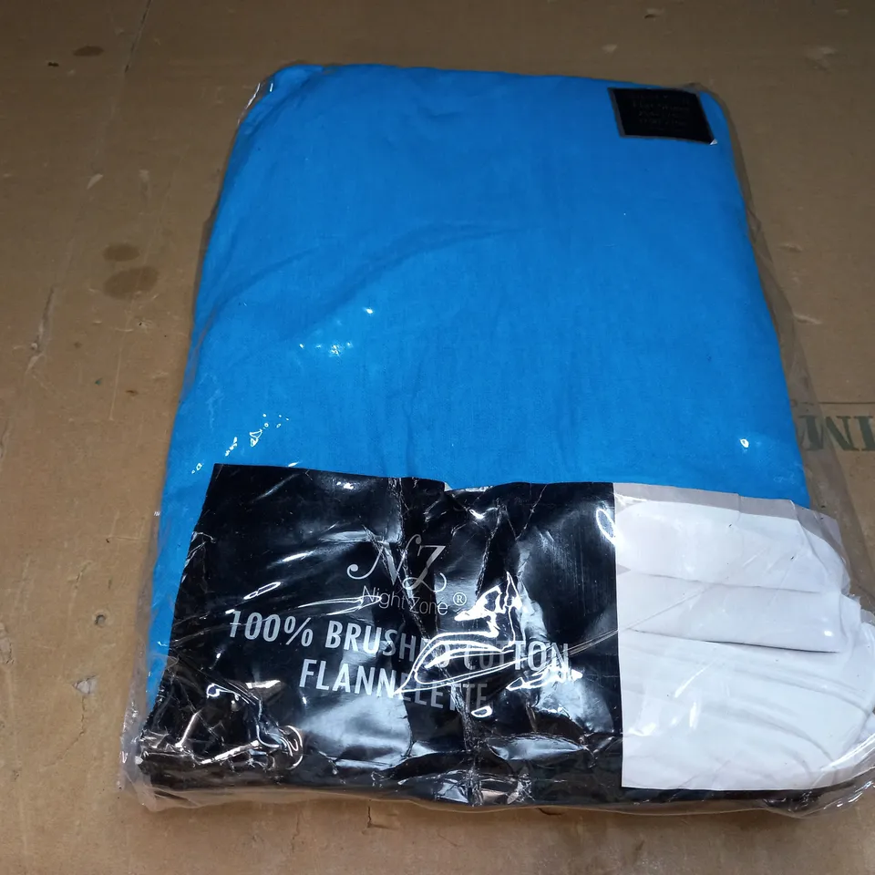 LOT OF 3 NIGHTZONE 100% BRUSHED COTTON FLANNETTE SUPER KING FLAT SHEETS - TEAL