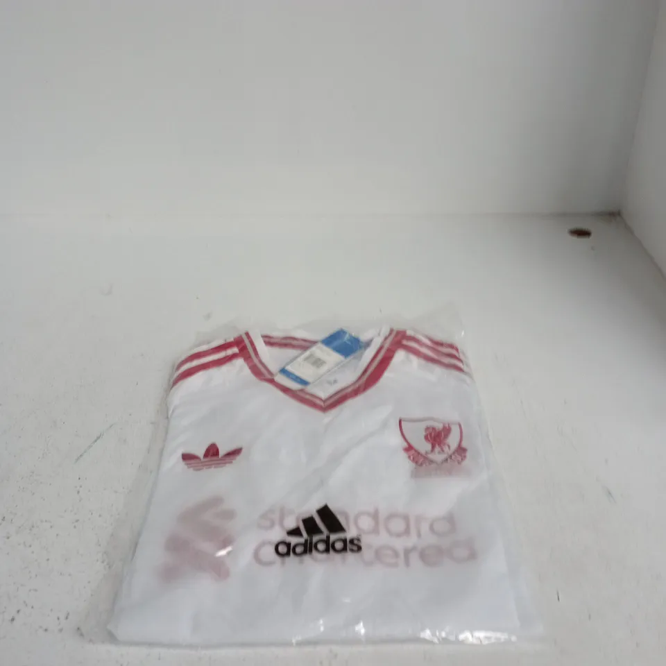 LIVERPOOL FC ADIDAS JERSEY – WHITE WITH RED TRIM (UK M)