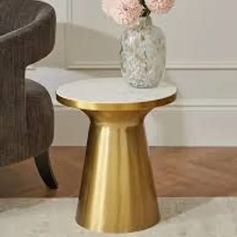 BOXED BONGO SIDE TABLE - GOLD/WHITE (1 BOX)