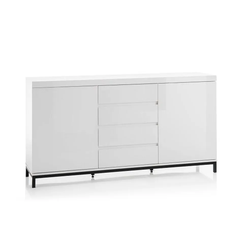BRAND NEW BOXED ESTONIA MODERN SIDEBOARD IN WHITE HIGH GLOSS WITH 2 DOORS (2 BOXES)
