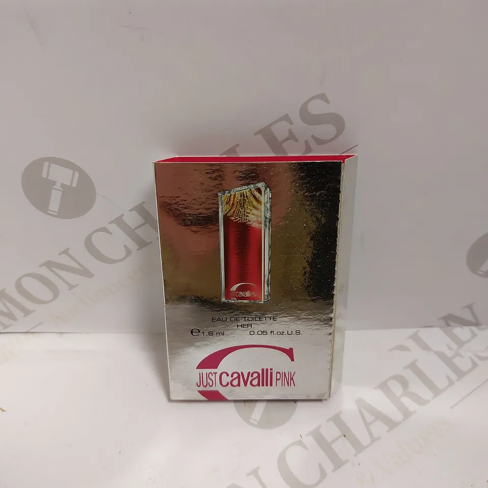 BOX OF APPROXIMATELY 30 JUST CAVALLI PINK EAU DE TOILETTE TESTER BOTTLES - 1.6ML