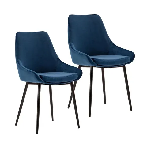 BRAND NEW CARSON CARRINGTON IDO VELVET DINING CHAIRS SET OF 2 -BLUE-
