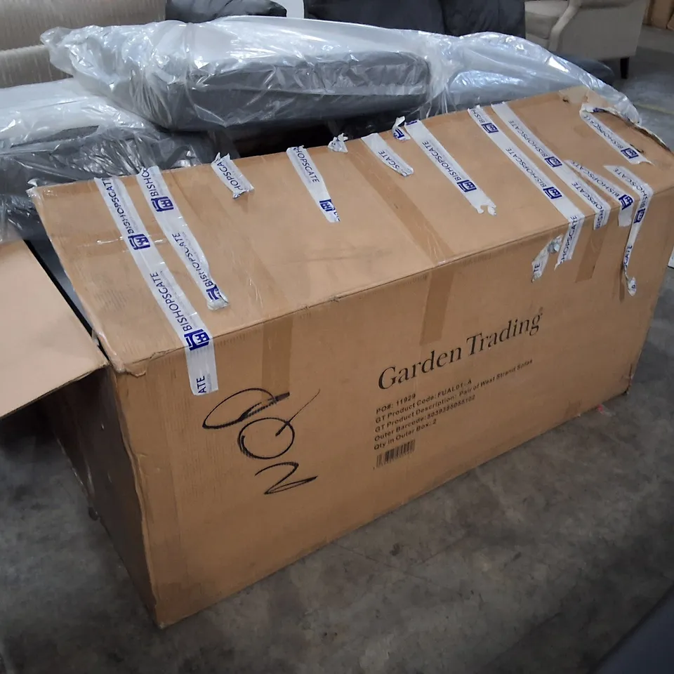 BOXED WEST STRAND SOFA PAIR PART IN GREY - BOX 2 OF 2 ONLY