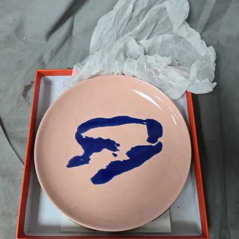 OTTOLENGHI FOR SERAX CERAMIC PLATE – PINK WITH BLUE BRUSHSTROKE (BOXED)