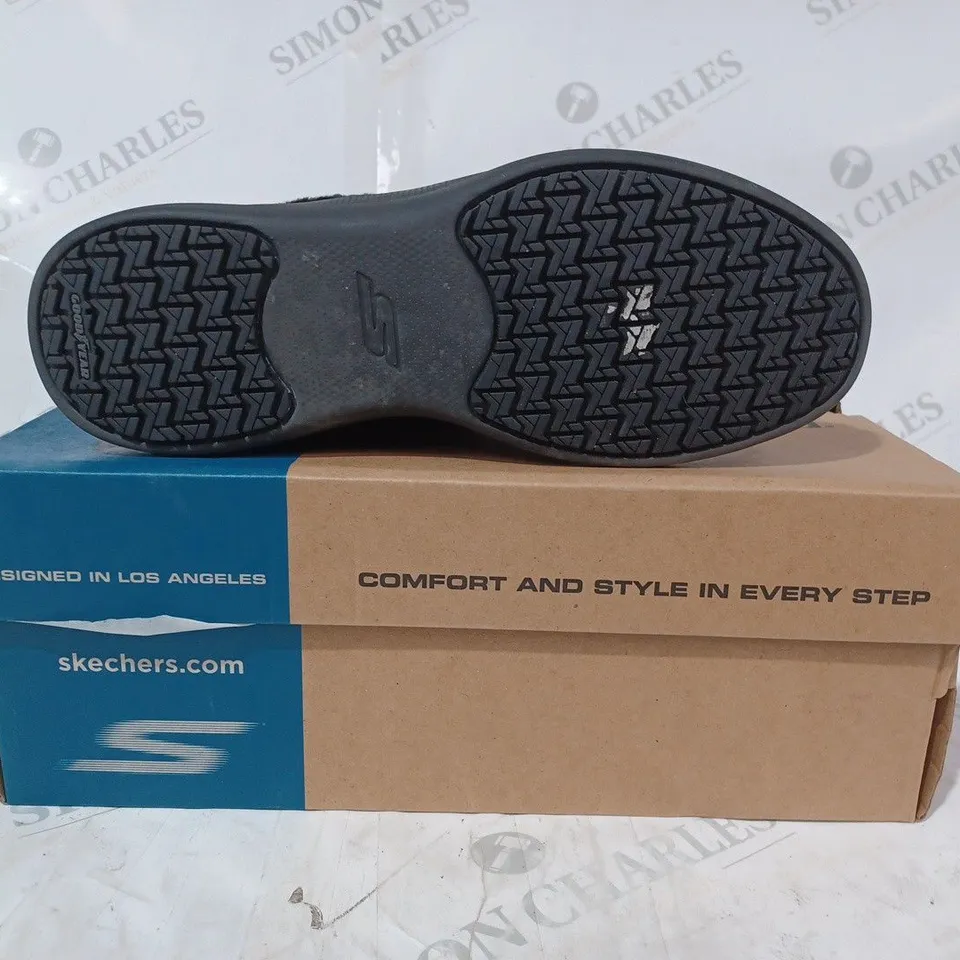 BOXED SKECHERS GO WALK STABILITY SUEDE BOOTS, BLACK - SIZE 5.5