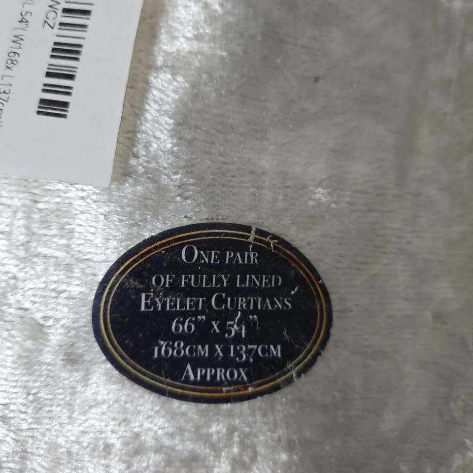 TOPA LUXE HOME COLLECTION SILK‑FEEL BLACKOUT EYELET CURTAINS – ONE PAIR, 66\" X 54\" (168 CM X 137 CM) APPROX 