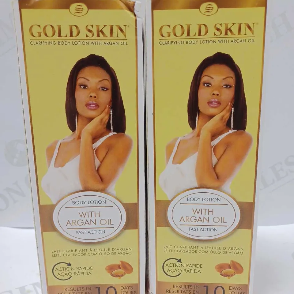 LOT OF 2 X 250ML GOLD SKIN CLARIFYING BODY LOTION WITH ARGAN OIL