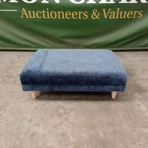ADAKU BANQUETTE FOOTSTOOL - MARINE FABRIC WITH OAK FEET