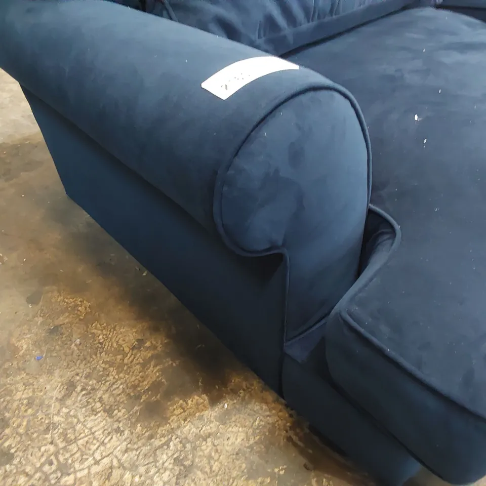 QUALITY BRITISH DESIGNER LOUNGE Co. BRIONY THREE SEATER SOFA NAVY BLUE PLUSH FABRIC 