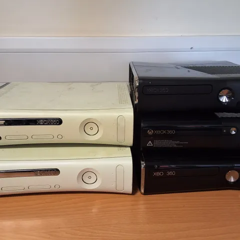 LOT OF 6 ASSORTED GAMING CONSOLES TO INCLUDE 5 XBOX 360'S AND A PLAYSTATION 3