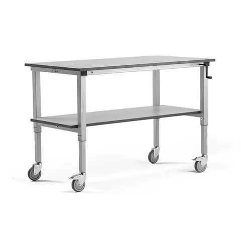 BOXED MOBILE WORKBENCH MOTION WITH BOTTOM SHELF MANUAL, 150 KG, 1500×800MM, GREY (4 BOXES)