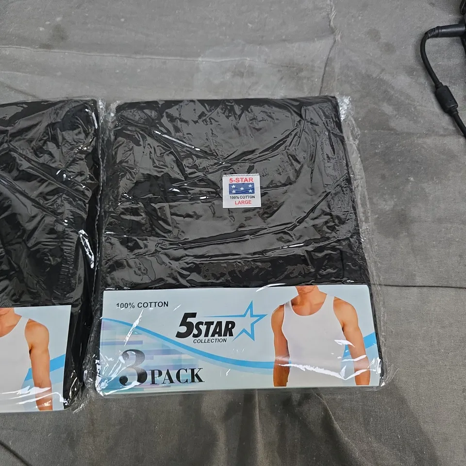  2X 5STAR COLLECTION MEN'S TANK TOPS – BLACK, 3 PACK