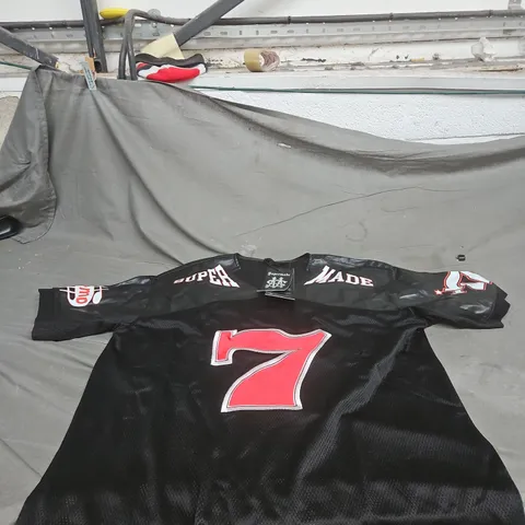 SUPERMADE BLACK "7" SPORTS JERSEY LARGE WITH TAGS 
