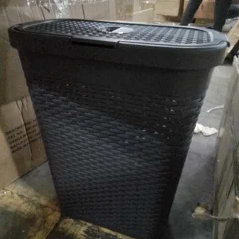 FAUX RATTAN 40L SLIM LAUNDRY BIN