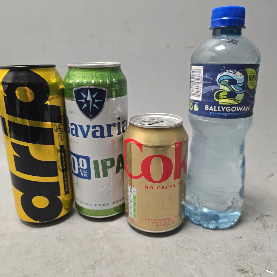 APPROXIMATELY 13 ASSORTED DRINK ITEMS TO INCLUDE - DIET COKE NO CAFFEINE , DROP , BALLYGOWAN WATER ETC