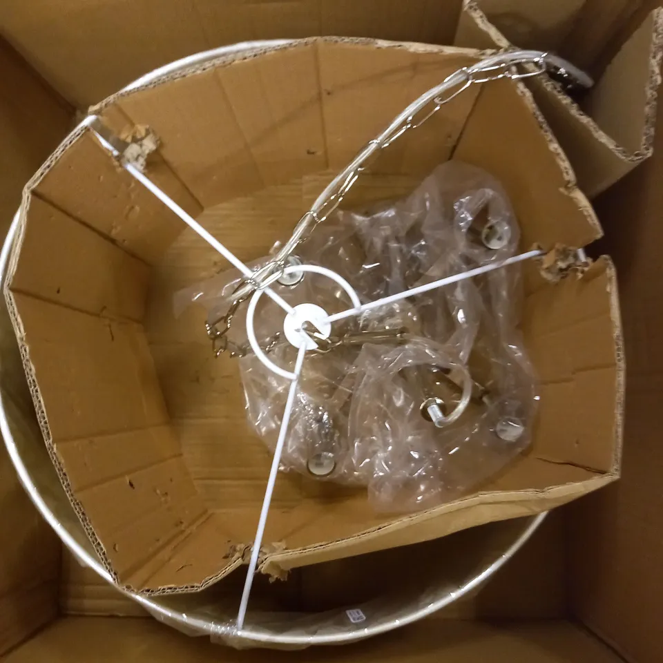 DAR CRI042 CRISTIN 4 LIGHT CEILING PENDANT IN NICKEL WITH IVORY SHADE