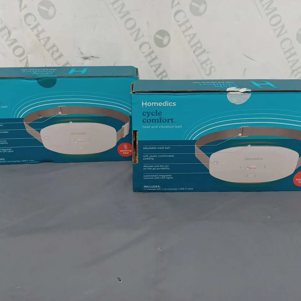 LOT OF 2 HOMEDICS CYCLE COMFORT VIBRATION BELT WITH HEAT