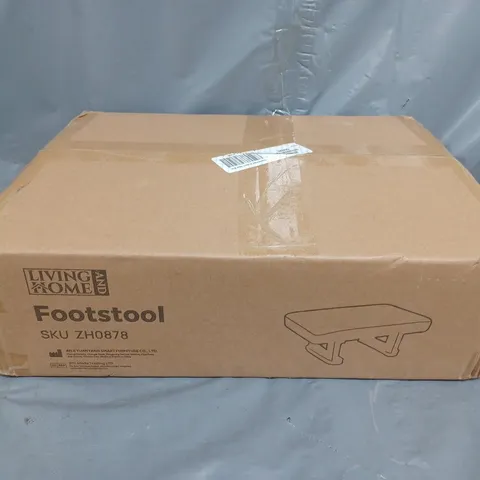 BOXED LIVING AND HOME FOOTSTOOL IN KHAKI