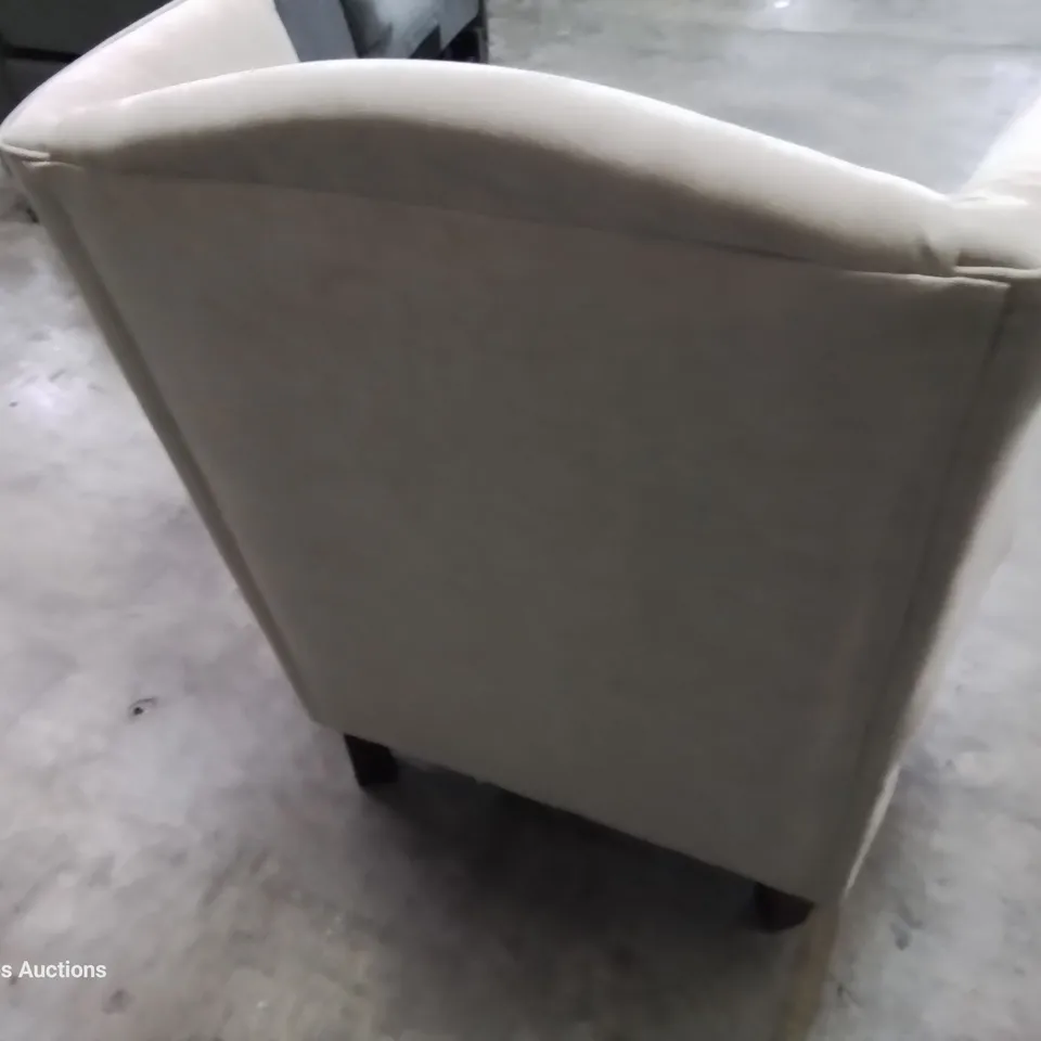 DESIGNER WINGED EASY CHAIR NATURAL FABRIC 