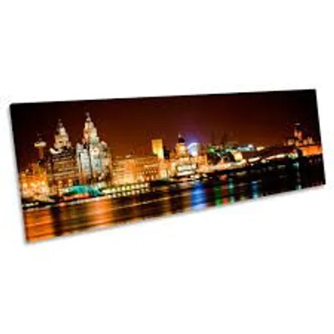 BOXED LIVERPOOL CITY SKYLINE - WRAPPED CANVAS PANORAMIC PRINT