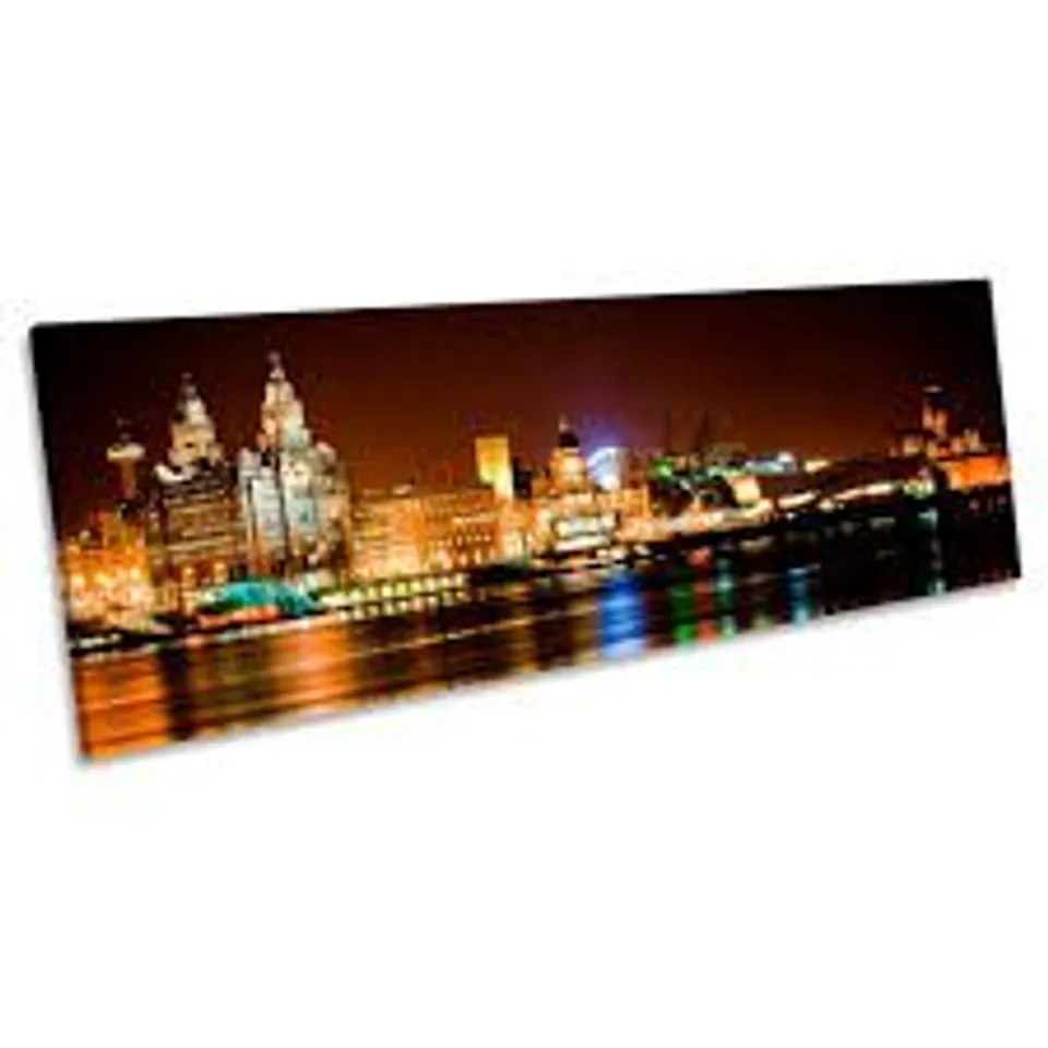 BOXED LIVERPOOL CITY SKYLINE - WRAPPED CANVAS PANORAMIC PRINT