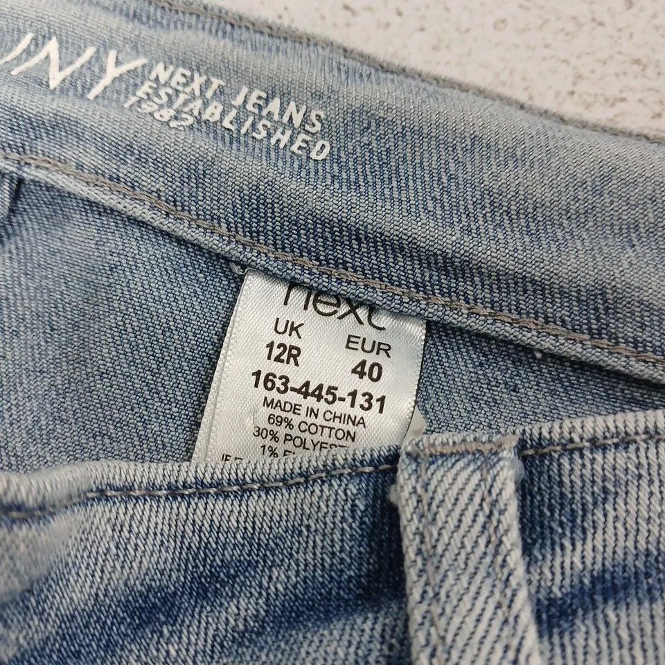 NEXT SKINNY JEANS, FLORAL EMBROIDERY, UK 12R