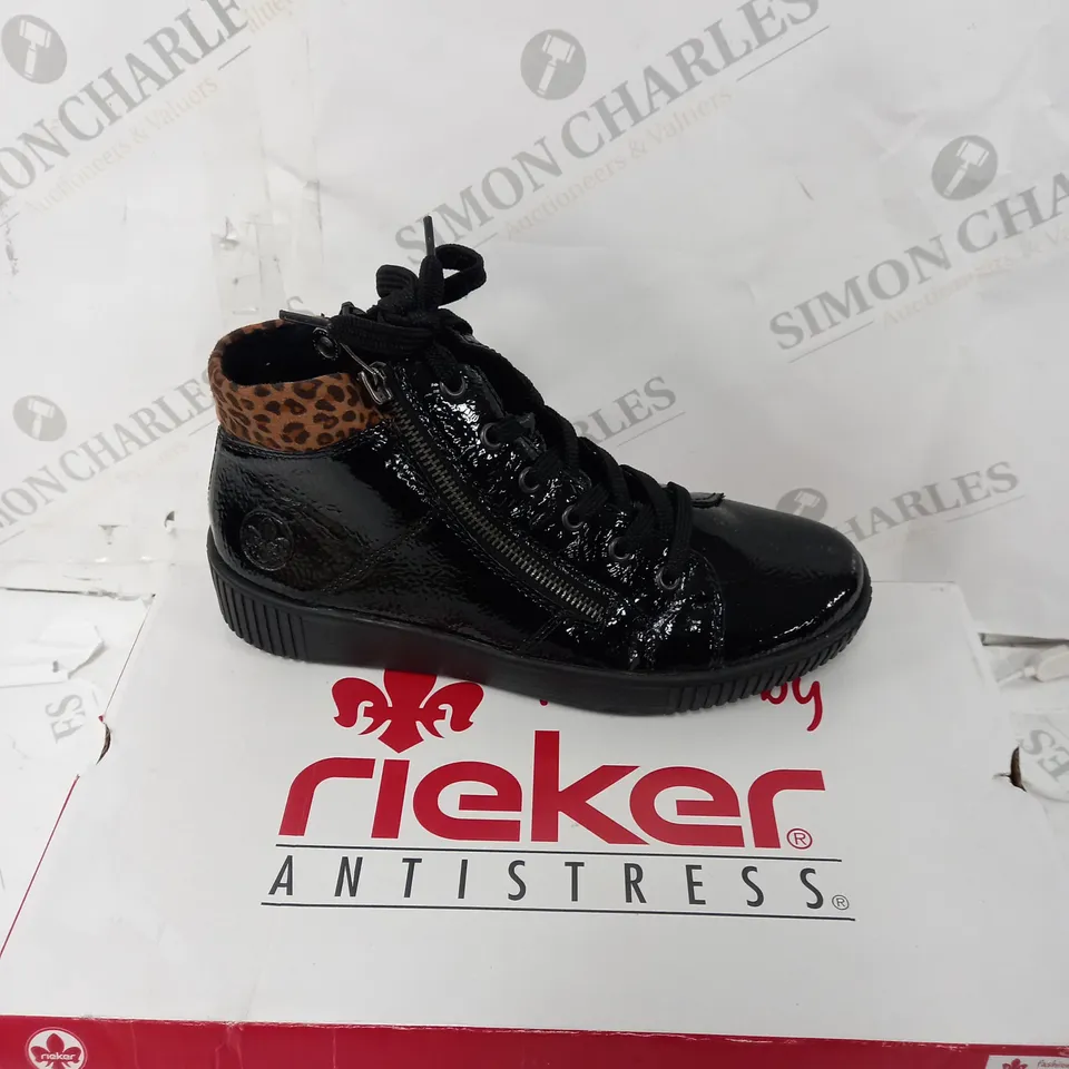 RIEKER BROWN HIGH TOP LEOPARD CUFF - SIZE 5 - BOXED 