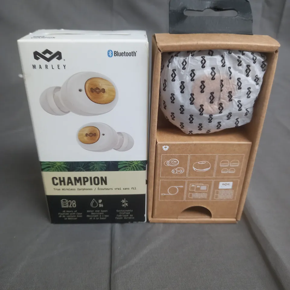 BOXED MARLEY CHAMPION TRUE WIRELESS EARPHONES - WHITE