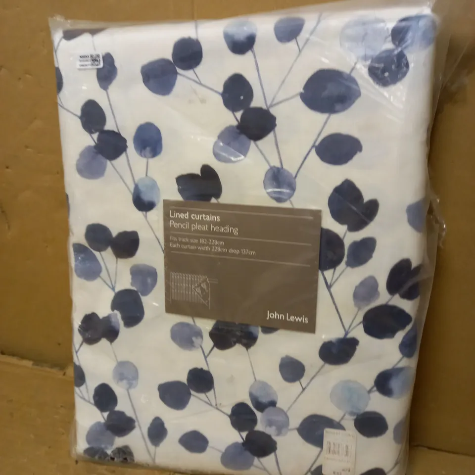 JOHN LEWIS PENCIL PLEAT HEADING LINED CURTAINS 