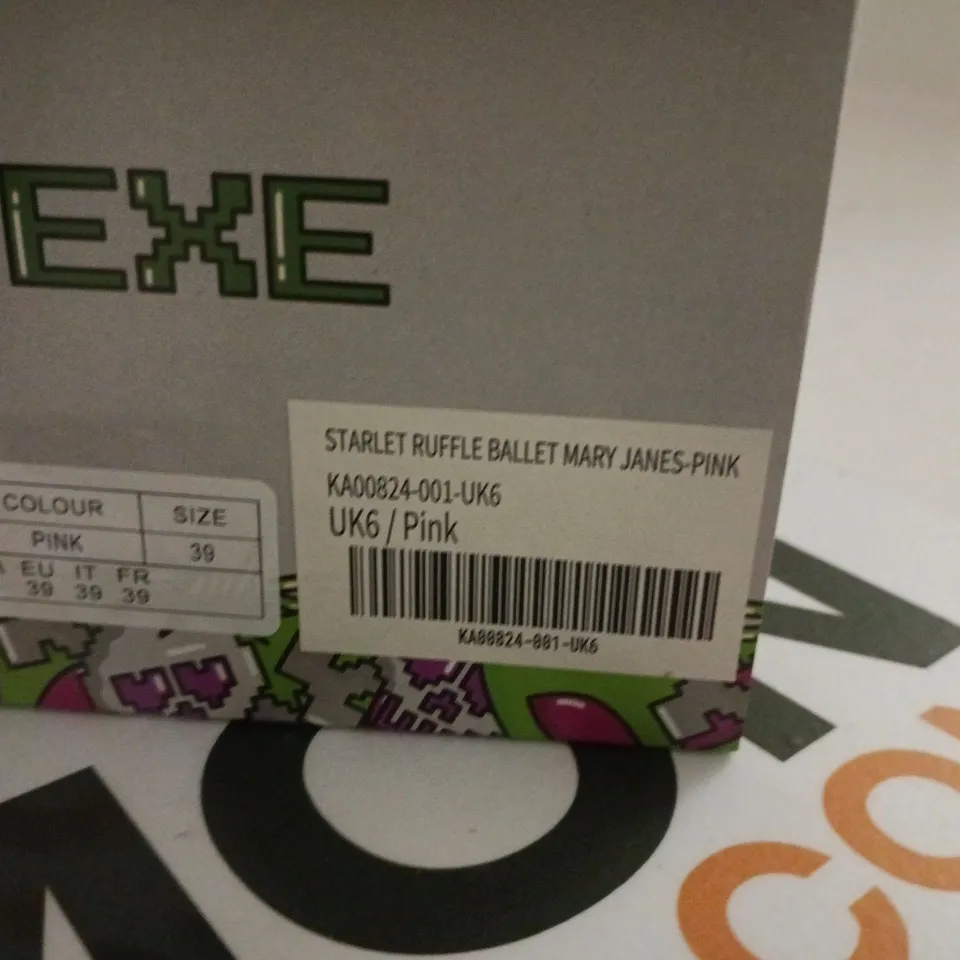 BOXED PAIR OF KOI STARLET RUFFLE BALLET MARY JANES PINK – UK SIZE 6