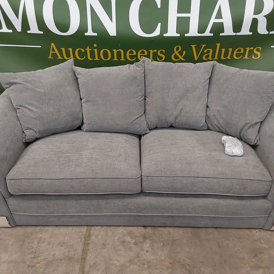 QUALITY DESIGNER DURY 3 SEATER FABRIC UPHOLSTERED SOFA - DARK GREY 