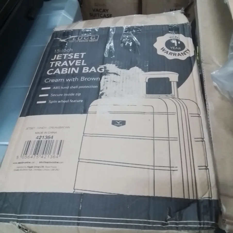 BOXED LUGG 15INCH JETSET TRAVEL CABIN BAG CREAM&BROWN 
