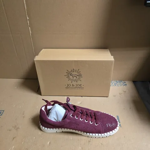 JO & JOE WOMEN'S SNEAKERS – MAROON SUEDE, WHITE SOLE - UK SIZE 6 