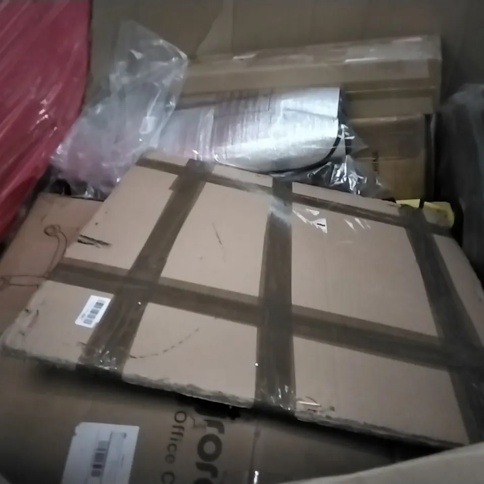 PALLET OF ASSORTED ITEMS INCLUDING KINGCAMP OUTDOOR FURNITURE, SUBRTEX TOPPER 3" GEL INFUSED MEMORY FOAM TOPPER, HOMALL GAMING CHAIR, BFULL POPUP TENT, FOLDABLE OFFICE CHAIR 