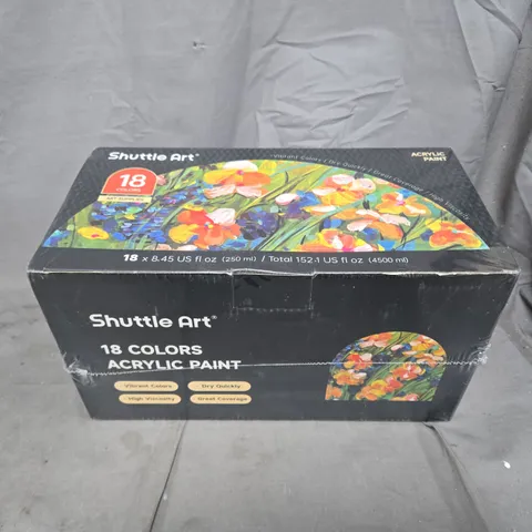 BOXED AND SEALED SHUTTLE ART 18 COLOURS ACRYLIC PAINT SET - COLLECTION ONLY