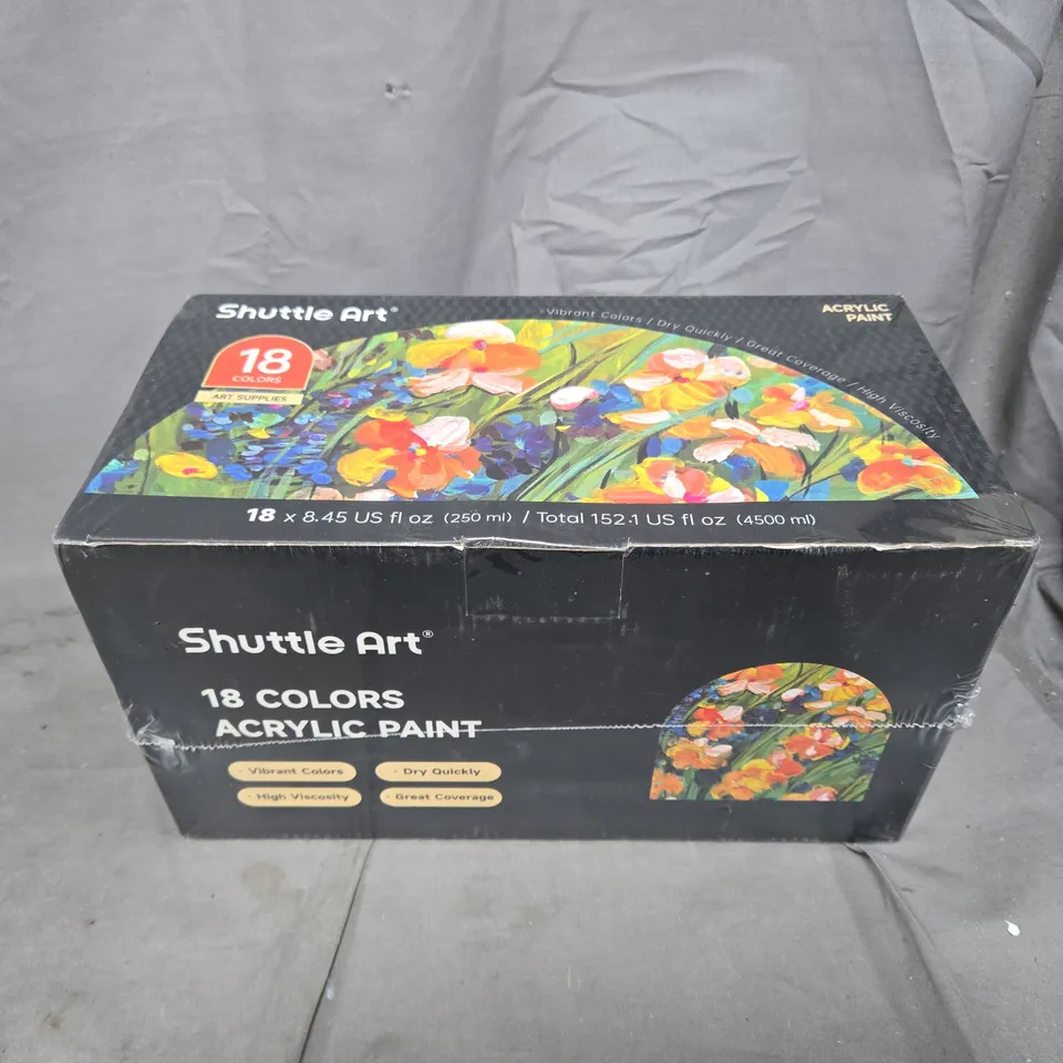 BOXED AND SEALED SHUTTLE ART 18 COLOURS ACRYLIC PAINT SET - COLLECTION ONLY