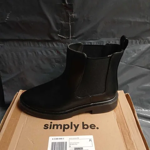 SIMPLY BE BLACK PU CHELSEA BOOTS YM047, UK 5, EX WIDE FIT (PAIR)