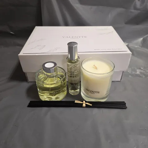 BOXED VALENTTE LEMONGRASS & ROSEMARY CANDLE & REED DIFFUSER GIFT BOX