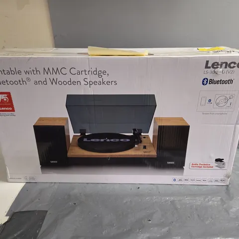 LENCO LS-300WD TURNTABLE WITH MMC CARTRIDGE BLUETOOTH AND WOODEN SPEAKERS
