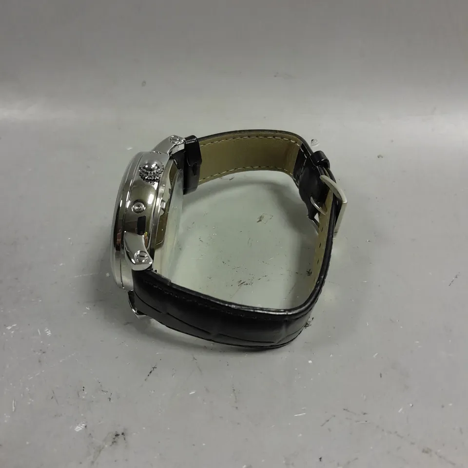 BOXED VONLANTHEN AUTOMATIC WATCH WITH BLUE DIAL BLACK LEATHER STRAP